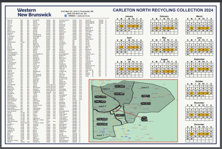 Waste and Recycling Schedules District of Carleton North New Brunswick